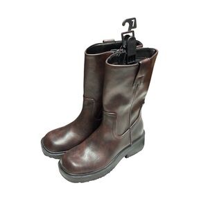 No Boundaries Dark Brown Mid-Calf Heeled Lug Boots